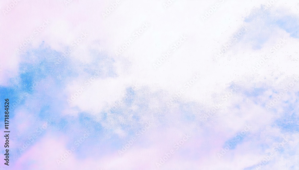 Poster dreamy pastel sky with soft white clouds and subtle purple and blue gradients. perfect for calm, rel