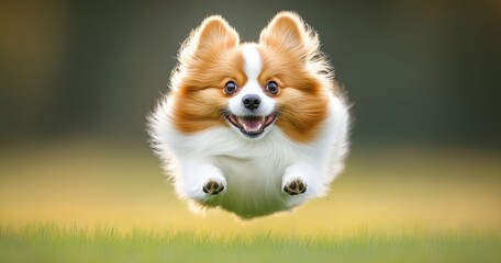 On a training day, a joyful brown and white border collie sprints quickly
