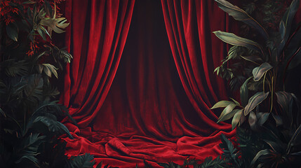 A red velvet curtain backgrounds. Velveted. Illustration