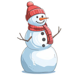 Snowman with red hat and scarf