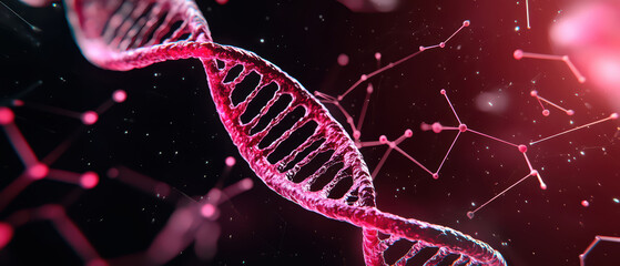 vibrant digital DNA strand with molecular connections