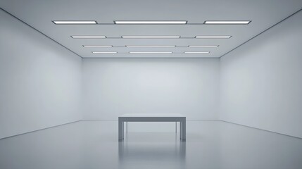 Minimalist Interior Space with Modern LED Ceiling Design and Empty Table : Generative AI