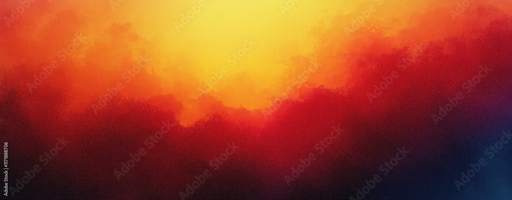 Poster Vibrant Abstract Gradient Background with Smooth Transitions from Red to Orange to Yellow and Grainy Texture