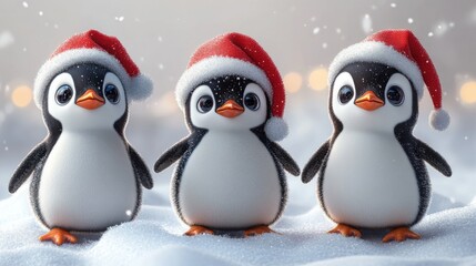 Fototapeta premium Penguin christmas characters set