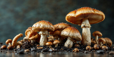 Concept photo of mushrooms, mushroom photography