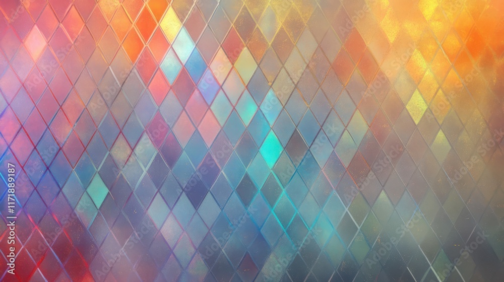 Poster Holographic Geometric Pattern Abstract Background with Iridescent Texture and Vibrant Colors