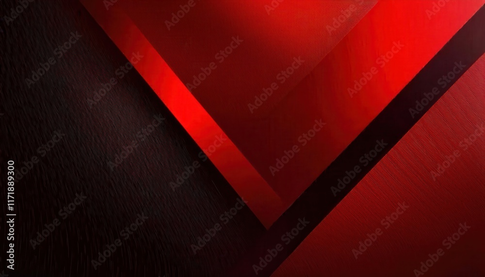 Poster Dynamic Abstract Red and Black Geometric Layers with Textured Gradient Lighting for Modern Design, Branding, or Digital Backgrounds