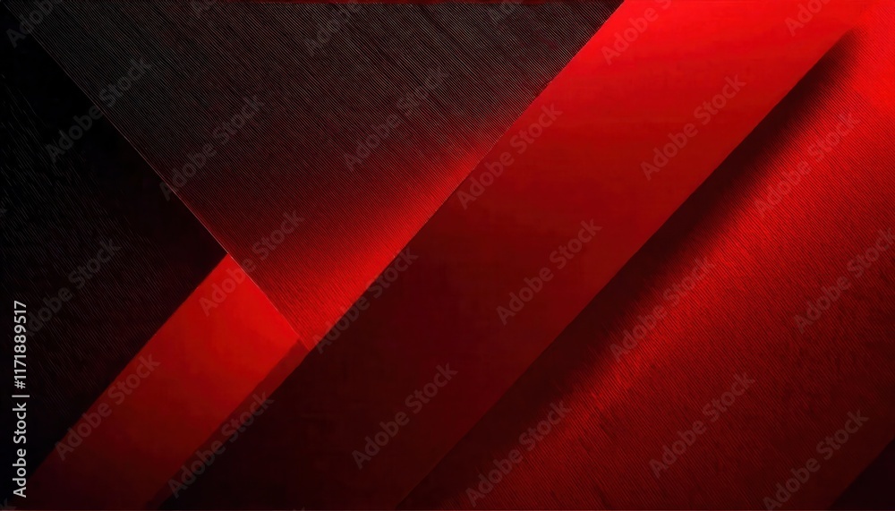 Aufkleber Dynamic Abstract Red and Black Geometric Layers with Textured Gradient Lighting for Modern Design, Branding, or Digital Backgrounds
