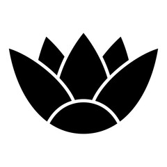 Stylized lotus flower. Ancient Egyptian ethnic floral decor. Black and white silhouette.