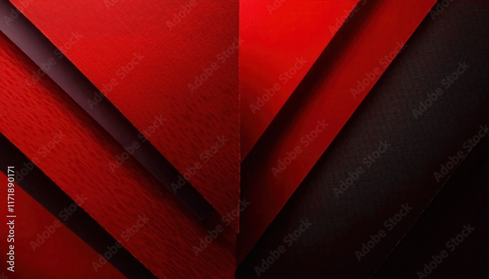 Poster Dynamic Abstract Red and Black Geometric Layers with Textured Gradient Lighting for Modern Design, Branding, or Digital Backgrounds
