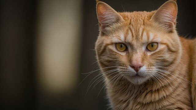 Primer plano de un gato atigrado anaranjado con la cara desenfocada, destacando la textura de su pelaje y bigotes