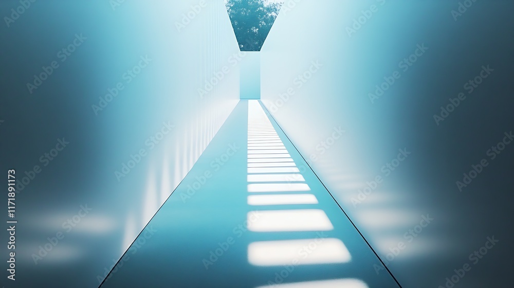 Poster Futuristic White Hallway with Dappled Lighting and Clean Minimalist Design : Generative AI