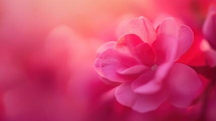 Fototapeta premium A close-up of a pink flower with soft focus, creating a serene and vibrant atmosphere.