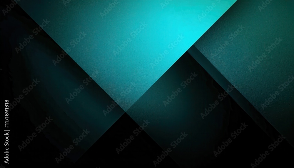 Poster abstract cyan and black folded paper design with geometric layered shapes, ideal for modern backgrou
