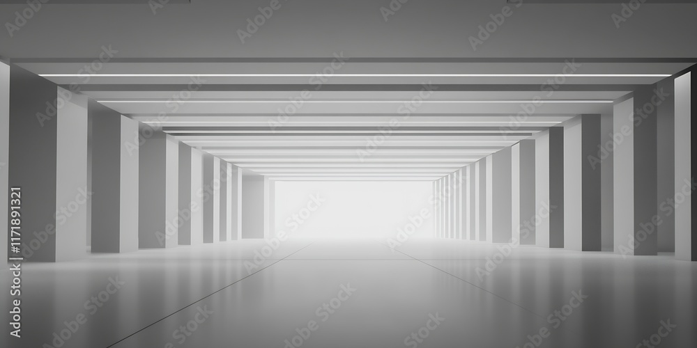 Poster Abstract Architectural Corridor with Repetitive Pattern and Bright Lighting : Generative AI