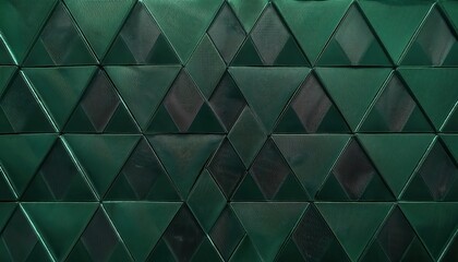 Intricate Geometric Green Triangular Glass Tile Pattern for Modern Interior Design, Architectural Accents, and Decorative Surfaces