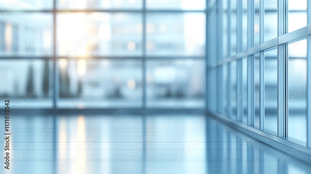 Aufkleber bright modern office space with large windows and cityscape view : generative ai