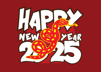 happy new year 2025 with snake zodiac illustration for chinese new year events