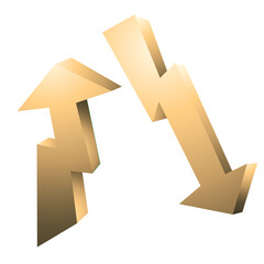 Gold arrows vector image without background