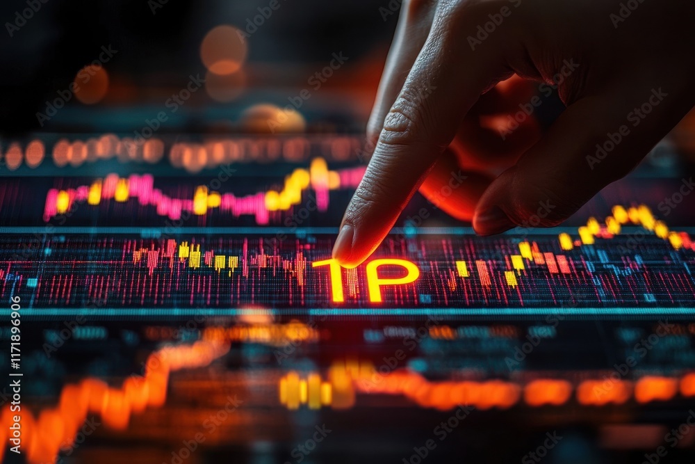 Poster digital stock chart analysis with ipo concept and investment strategies