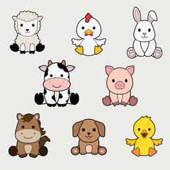 pack of cute animal drawings