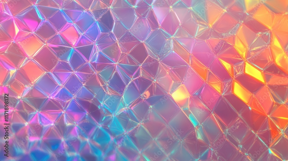 Aufkleber Holographic Geometric Pattern Abstract Background with Iridescent Texture and Bright Colors