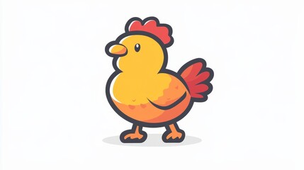 Fototapeta premium Colorful Cartoon Chicken Character with Simple Design and Expression
