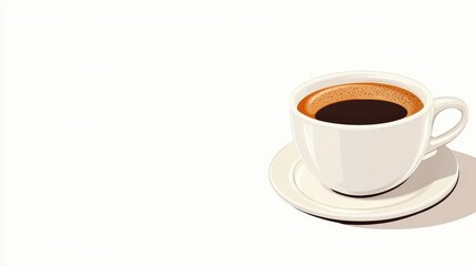 Obraz premium Hot Coffee in a White Cup on a Minimalistic Background