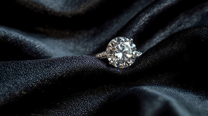 Sparkling Diamond Ring on Black Velvet: Fine Jewelry Highlight
