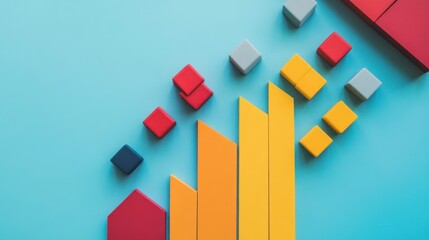 Abstract Colorful Blocks Growing Graph, Upward Trend Concept