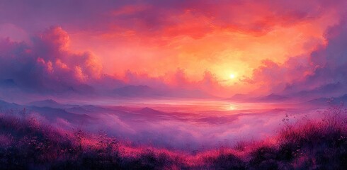 Fototapeta premium Vibrant Gradient Abstract Background Red Pink Orange Soft Noise Texture Summer Design