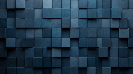 Abstract Dark Blue Cube Wall Background - Geometric Texture Design