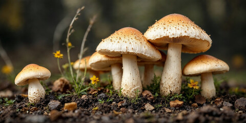 Concept photo of mushrooms, mushroom photography
