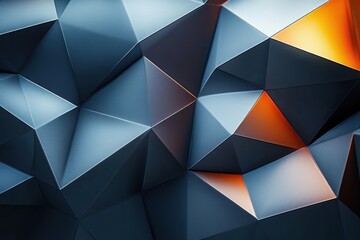 Obraz premium Abstract Triangular Geometric Design with High Contrast Lighting and Dramatic Shadows for Digital Art Background