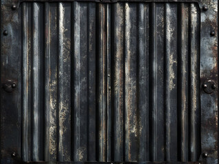 Corrugated Metal Panel with Rust and Rivets