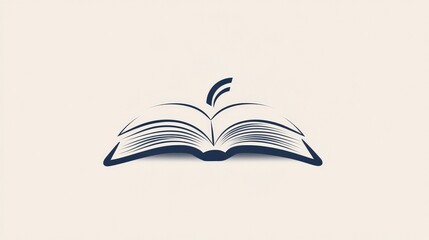 Elegant Minimalist Open Book with Simple Line Design and Flourish