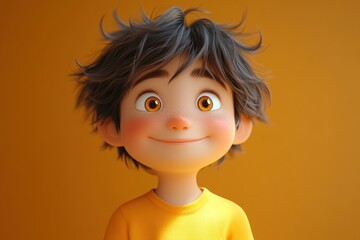 Sad Indian Cartoon Character Young Adult Woman in Yellow Dress Stress Expression Portrait