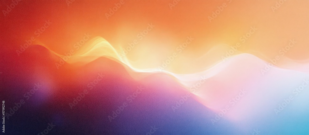 Poster vibrant gradient abstract background with warm orange and soft blue ethereal lighting