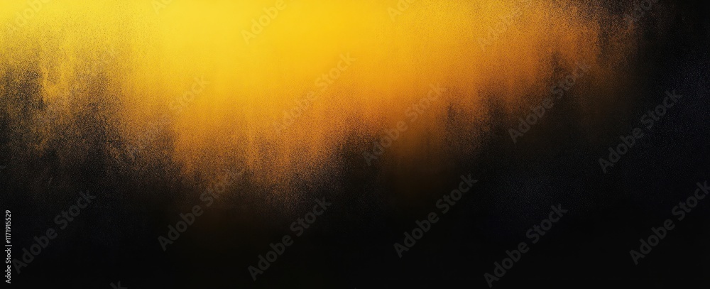 Poster Black to Yellow Gradient Background Abstract Luminous Glow with Grainy Texture in Dark Design