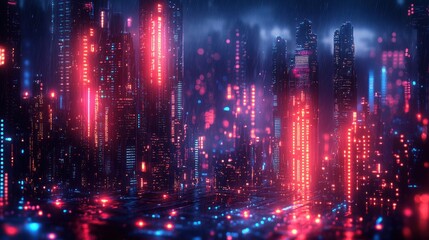 Futuristic Digital Padlock with Glowing Neon Effects in Cyberpunk Abstract Background