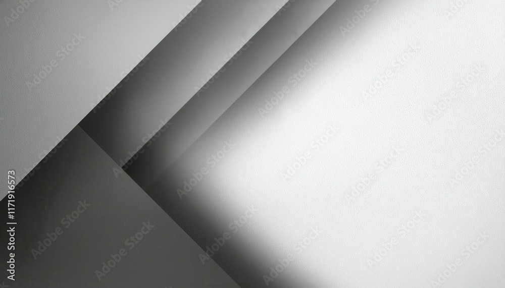 Aufkleber Modern Abstract Geometry: Minimalist Overlapping Angles of Gray and White Surfaces with Subtle Textured Shadows for Design Inspiration