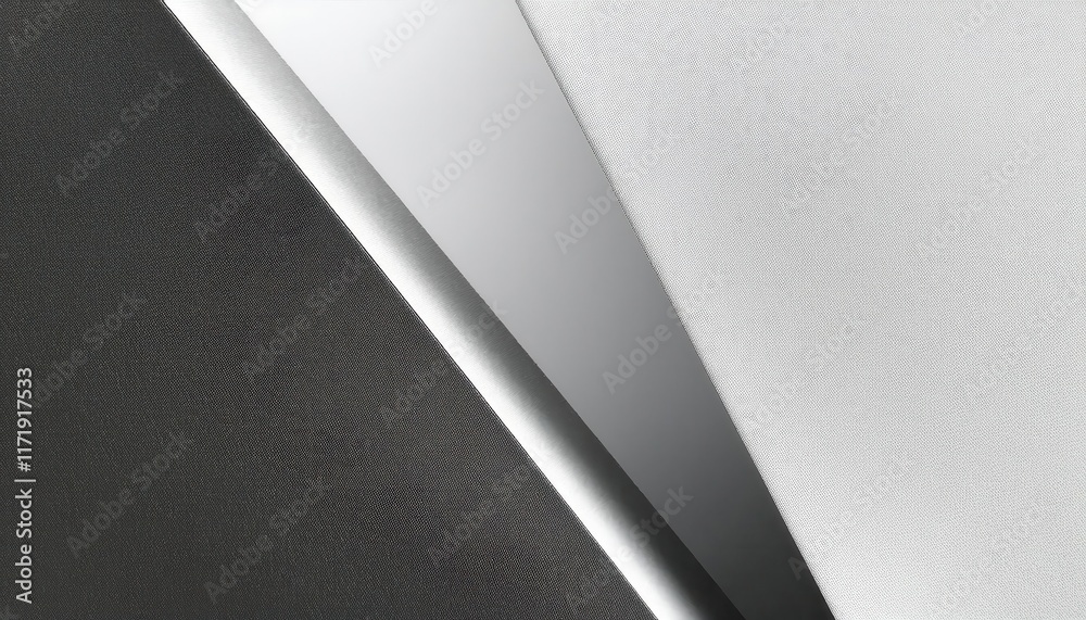 Aufkleber Modern Abstract Geometry: Minimalist Overlapping Angles of Gray and White Surfaces with Subtle Textured Shadows for Design Inspiration