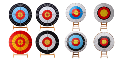 Colorful Archery Targets on Stands for Sport and Recreation Activities
