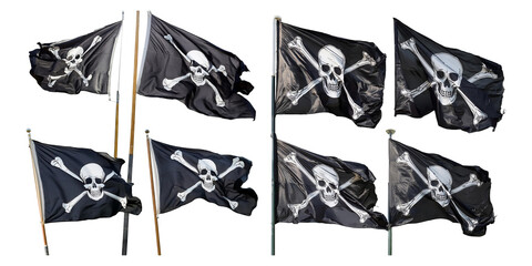 Various Black Flags with Skull and Crossbones Design for Halloween