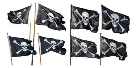 Various Black Flags with Skull and Crossbones Design for Halloween