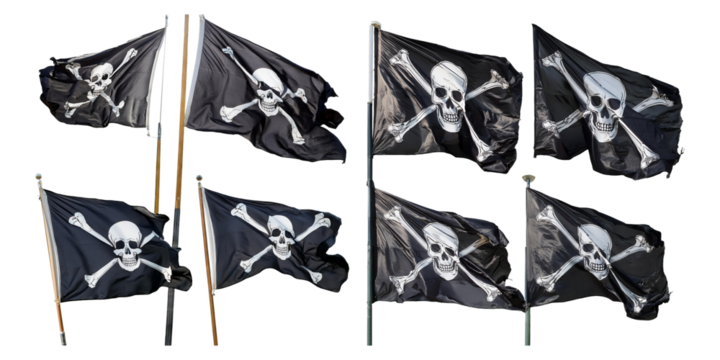 Various Black Flags with Skull and Crossbones Design for Halloween
