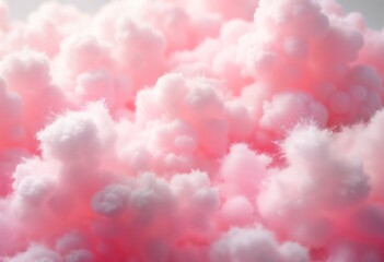 Fototapeta premium Abstract soft pink fluffy cotton candy clouds. Pastel colors evoke dreamy sweet dessert. Blurred texture resembles fluffy clouds cotton candy. Ideal for background image for kids products sweet