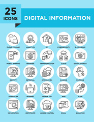 Digital Information icon collection set. Containing design digital, technology, information, business, network, internet	