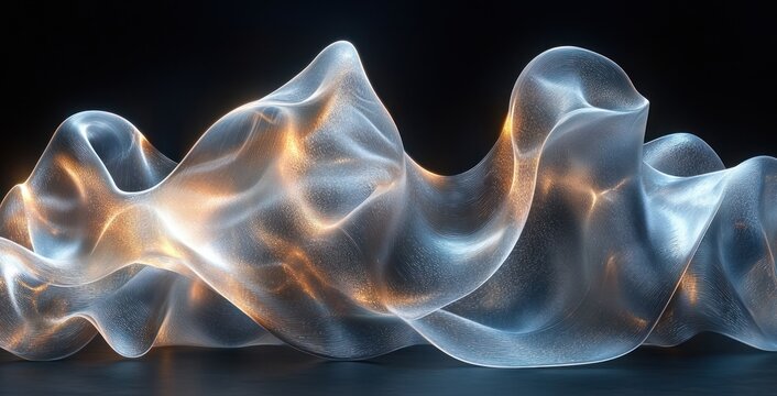 Iridescent Transparent Ribbons Fluid Motion Abstract Composition