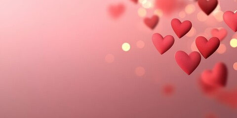 Obraz premium Whimsical hearts soar gracefully against a soft pink backdrop, embodying the spirit of love and joy this Valentine's Day.